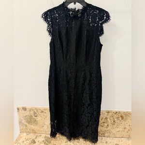 Elegant Black Lace Knee-Length Dress